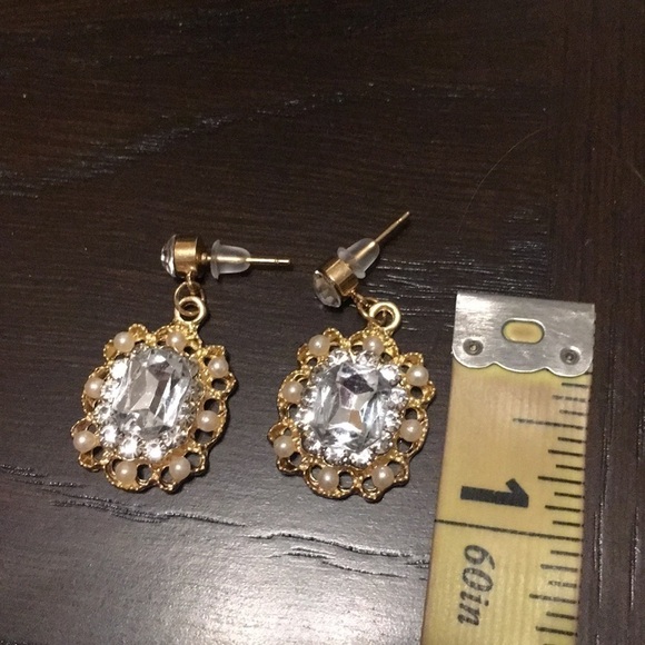 Crystal small Jewelry Pearls Square Earrings - Picture 5 of 8